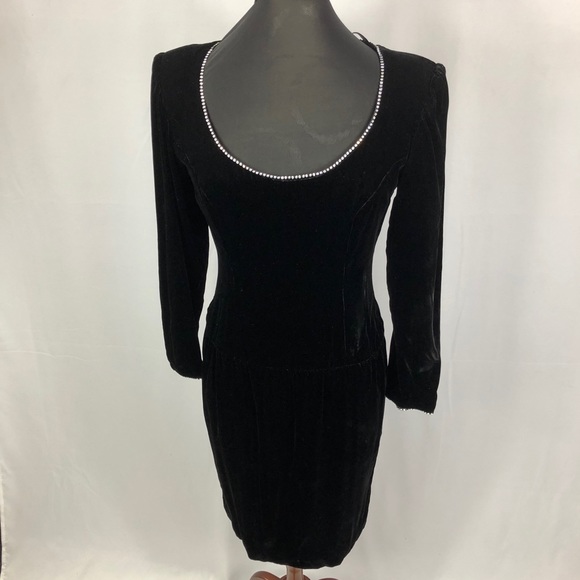 Vintage A. J. Bari Velvet Dress Black - Picture 4 of 8